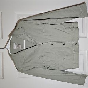 Fashion Bug Linen Blend Snap Close Blazer Lightweight Jacket Sage Green Size M